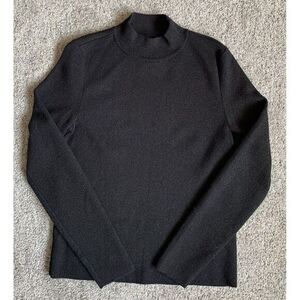 Womens Marled Reunited Clothing Sweater Long Sleeve Metallic Shimmer Black SMALL